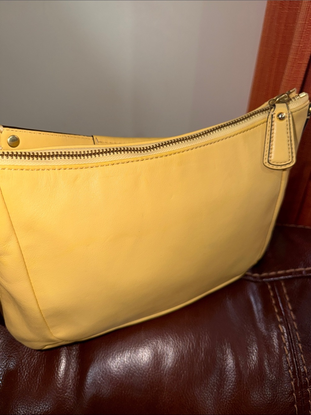 ‼️Coach Kristin Buttercup Yellow Leather Shoulder Bag Crossbody Bag - Picture 5 of 14